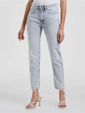Ksubi Light Blue Cropped Straight Jeans